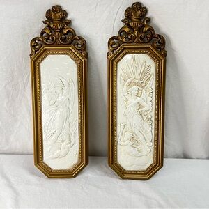 Homco Dart MCM Wall Decor Hollywood Regency Angels & Cherubs Pair Panels
